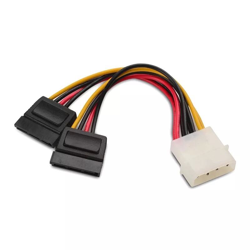 TINYTECH IDE MOLEX 4 PIN MALE TO 2 x SATA 15 PIN FEMALE